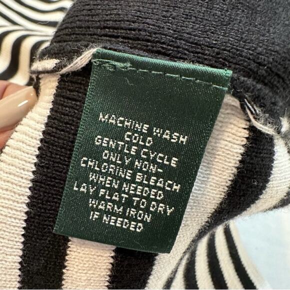 Y2K LRL Ralph Lauren Cotton Half Zip
Black White Stripe Sweater Size XL Preppy - Picture 11 of 13